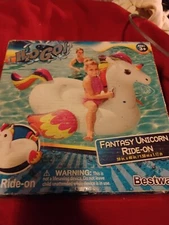 Bestway H2OGO! Fantasy Unicorn Kids Ride-On Pool Float 61in x 47in New in Box!