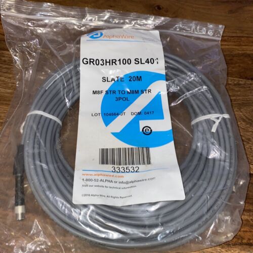 ALPHA WIRE GR03HR100 SL401 / GR03HR100SL401 Slate 20M M8F sTR To M8M STR BD2