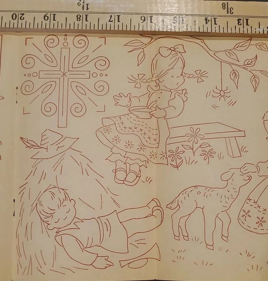 Vintage Nursery Rhymes Transfer Patterns MCM Workbasket Humpty Dumpty Bo Peep - Image 2 of 4