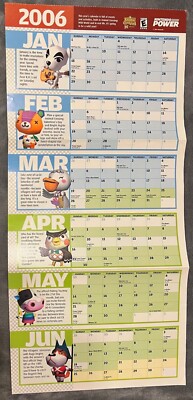 Nintendo Power Poster 2006 Calendar Animal Crossing DS Wild