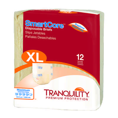 Tranquility SmartCore Disposable Briefs X-Large Pack of 12 - #2314 Adult Diaper