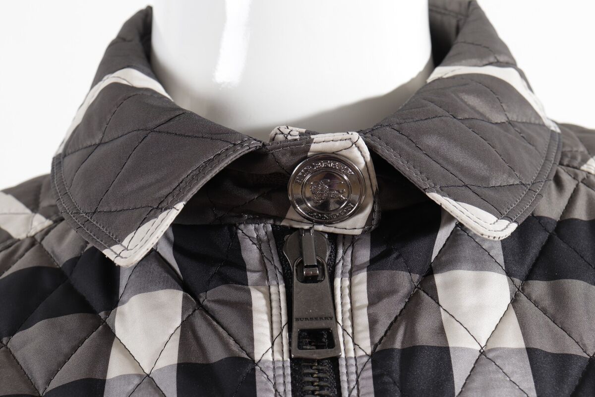 BURBERRY LONDON Grey Check Qulited Zip Jacket Size UK12 US10 BURBERRY LONDON Grey Check Qulited Zip Jacket Size UK12 US10