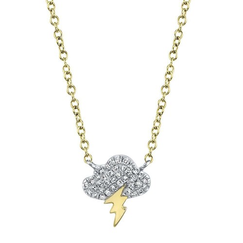 14K Gold Diamond Storm Cloud Lightning 