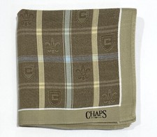 HANDKERCHIEF VINTAGE MEN'S ART Cream PLAID PLAIN Check COTTON POCKET SQUARE 18"