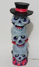 Halloween The Paper Magic Group 3 Skull Totem Pole Lights Up 17"