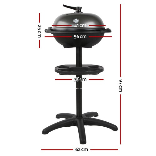 Grillz Electric BBQ Grill Smoker Outdoor Kitchen Kettle Portable Non Stick Oven - Picture 2 of 8