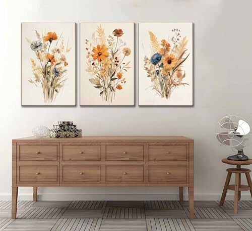3Pcs Vintage Wildflower Canvas Wall art Country Farmhouse 12x16in-canvas daisy - Picture 5 of 7