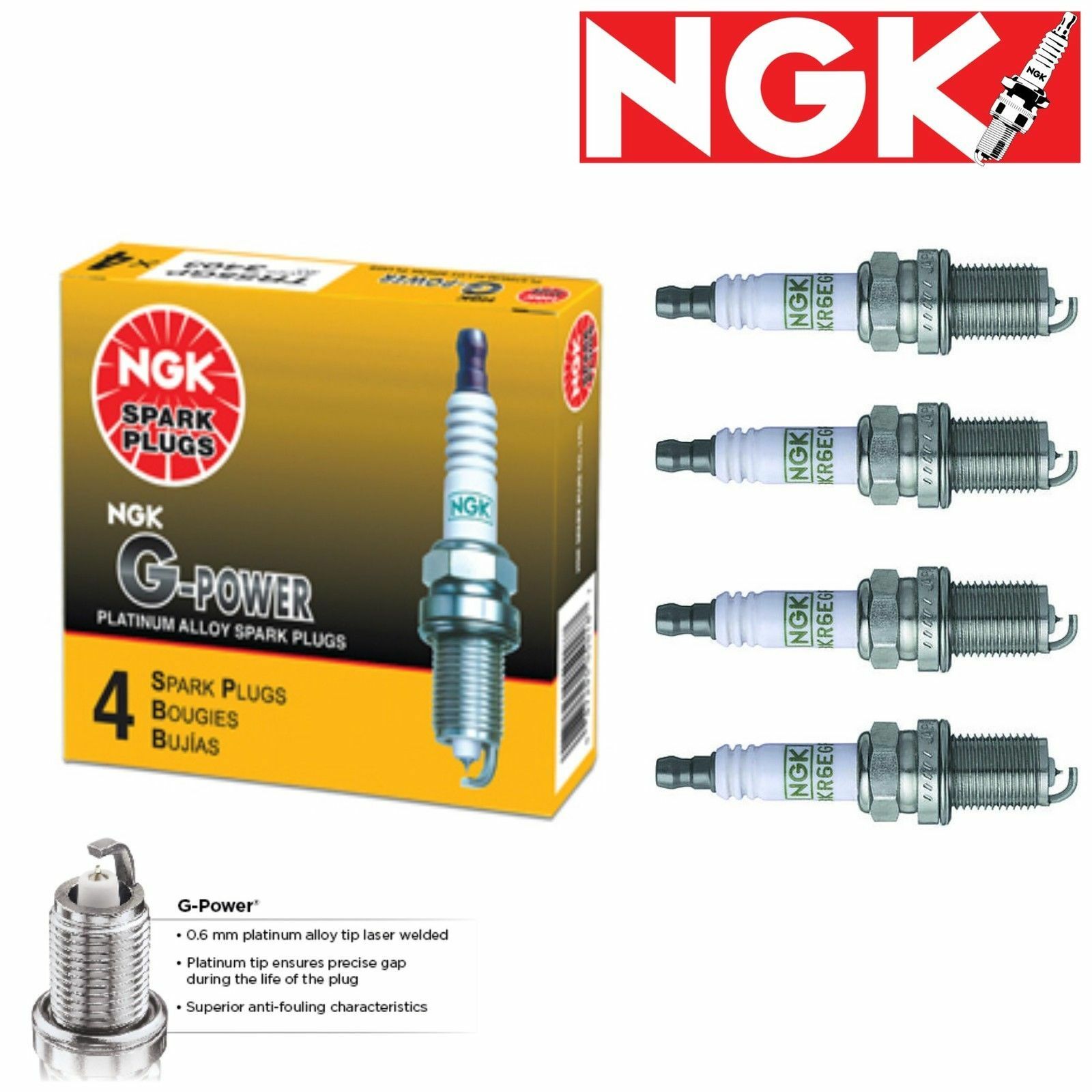 4 pc NGK G-Power Spark Plugs 2763 GR4GP 2763 GR4GP Tune Up Kit Set hz