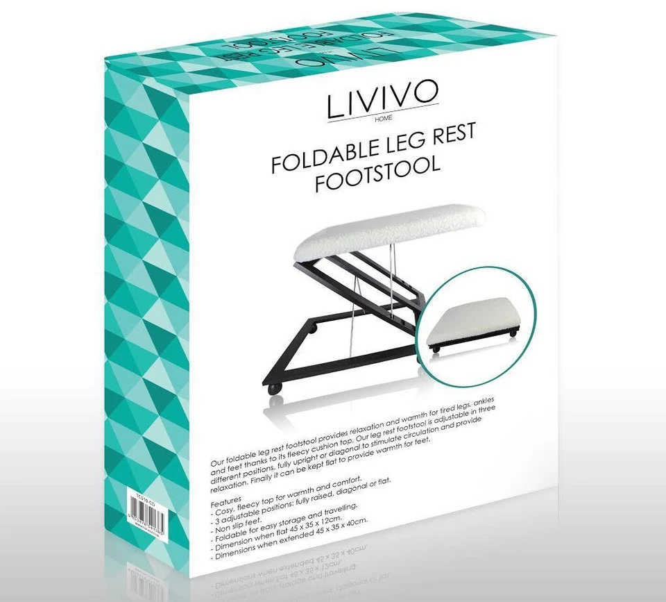 LIVIVO BLACK FOOT STOOL FOOTREST COMFORTABLE HEIGHT ANGLE ADJUSTABLE LEG REST - Image 4 of 4