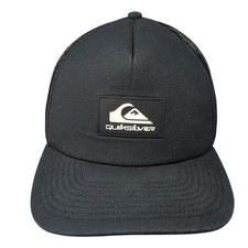 Quiksilver Snapback Trucker Hat Black One Size Adjustable Mesh Back Patched Logo