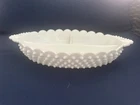 Milk Glass Divided Serving Dish, Fenton Hobnail Pattern Oval Relish Tray