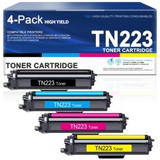TN223 TN-223BK/C/M/Y Toner 4 Pack TN223-4PK, Black Cyan Magenta Yellow