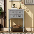 Knocbel Slim Antique Entry Console Table Drawers Bottom Open Shelf Solid Wood S