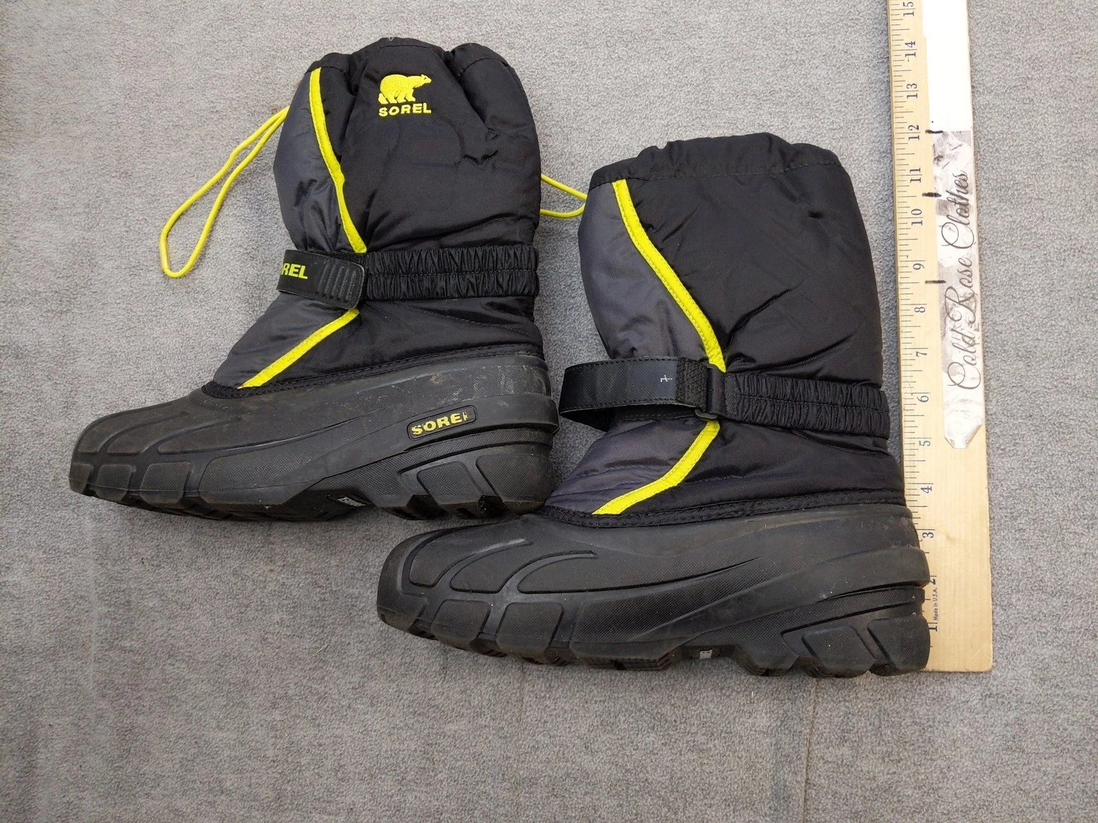 Sorel Snow Boots Mens 7 39 Black Nylon Insulated Lined Winter NY1810-012