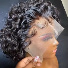 Brazilian Pixie Cut Wig Human Hair 13X1 Short Curly Lace Front Wigs Human Hair S