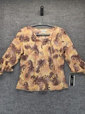 Vintage A. Byer Blouse XL Paisley Sheer Y2K Boho Bell Sleeve NWT Made in USA