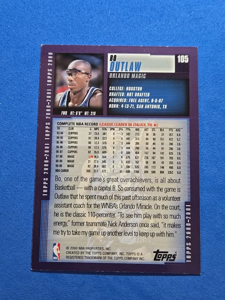 2000-01 Bo Outlaw Topps #105 - Image 2 of 2