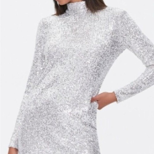 Women Sequin Bodycon Party, cocktail, Mini Dress grey/ silver size S - Picture 5 of 12