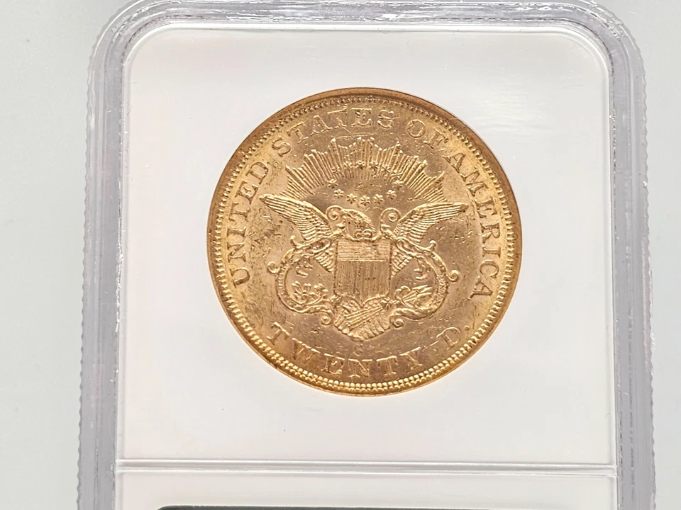 1855 NGC AU58 $20 Gold Liberty **Oro Pre-Guerra Civil** 26-006 Foto 3 de 4