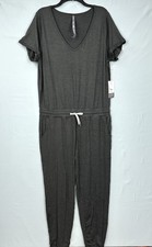 NWT Vuori All Day Jumpsuit Charcoal Heather Short Sleeve V-Neck Size XL