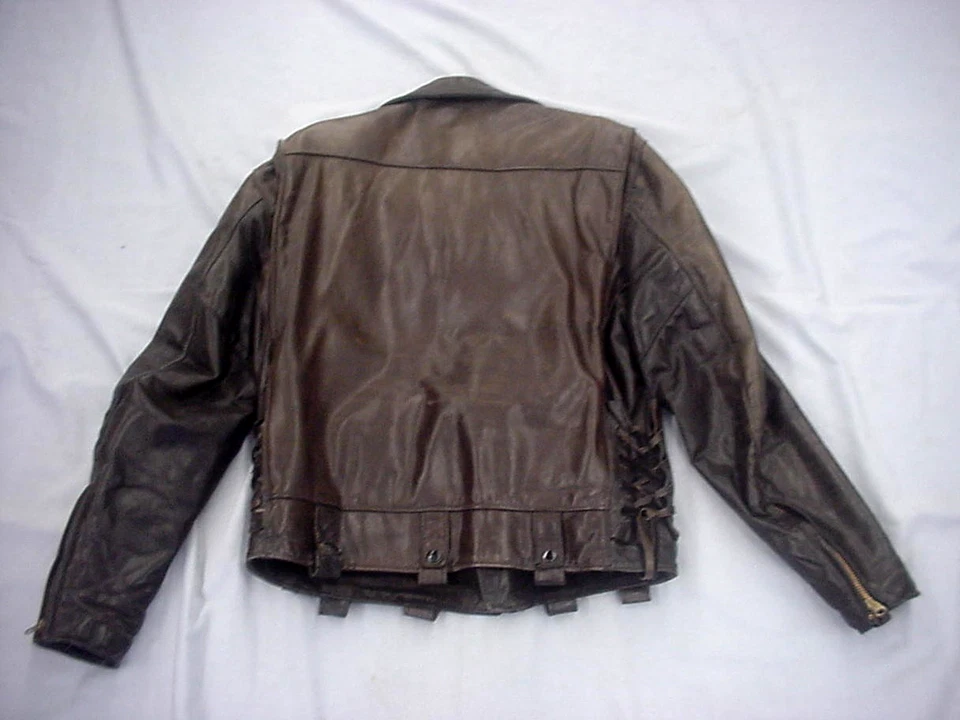 Golden Bear California Motorcycle Leather Highway Style Jacket / Snap On Collar - Image 3 of 4