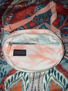 Jansport Fifth Avenue Ave Fanny Pack Waist Bag Tie Dye Peach Teal White
