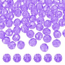 200 Pcs Acrylic Round Faceted Beads 10mm Loose Bead, Blue Purple