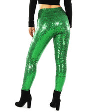 TIPSY ELVES GREEN SEQUIN HIGH WAIST LEGGINGS - Women's Size Large -LINED - NEW