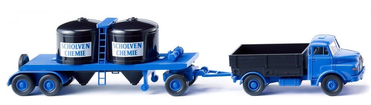 Camion WIKING MAN 4x2 miniature avec remorque citerne Scholven Chemie HO 1/87