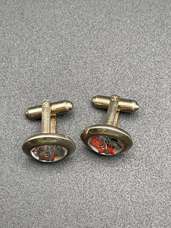 Gemelos indios americanos vintage raros de vidrio íntaligo, esmalte Chief de Pioneer Foto 2 de 4