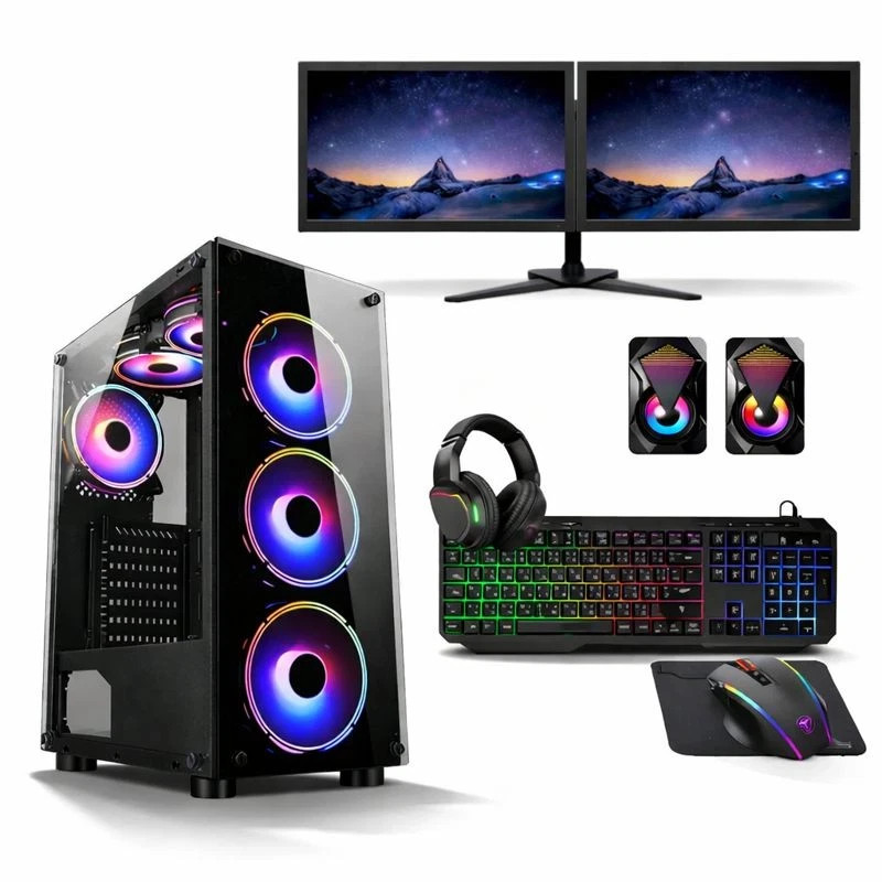 Dual Screen Monitor Gaming PC Bundle i5 16GB 1TB +120GB SSD 4GB GTX1050 ...