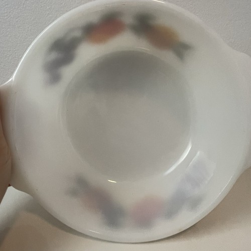 Tazón de colección Fire King 1/2 cuartos fruta patrón de moda gay EE. UU. melocotón uvas ciruela - Imagen 6 de 9