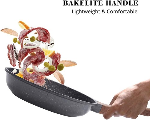 20cm Swiss Non-Stick Frying Pan with Elegant Woodgrain Handle - Induction Safe - Picture 6 of 9