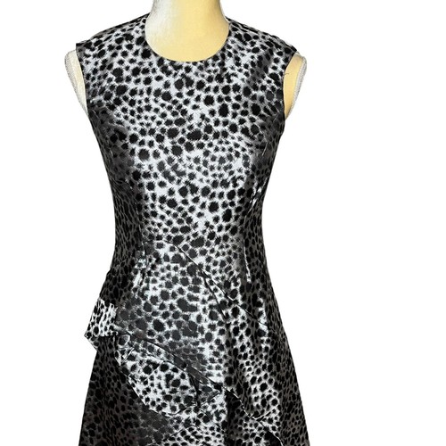 Pringle of Scotland Black and Silver Ruffle Dress EUC Silk Size US 6 - Picture 2 of 9
