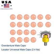 US 20Pcs Dental 2.4Lbs locator Male Processing Cap Temporary Cap Replace Inserts