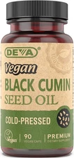 DEVA Vegan Nutrition Black Cumin Seed Oil, Cold-Pressed, Unrefined, 90 Vegan Cap