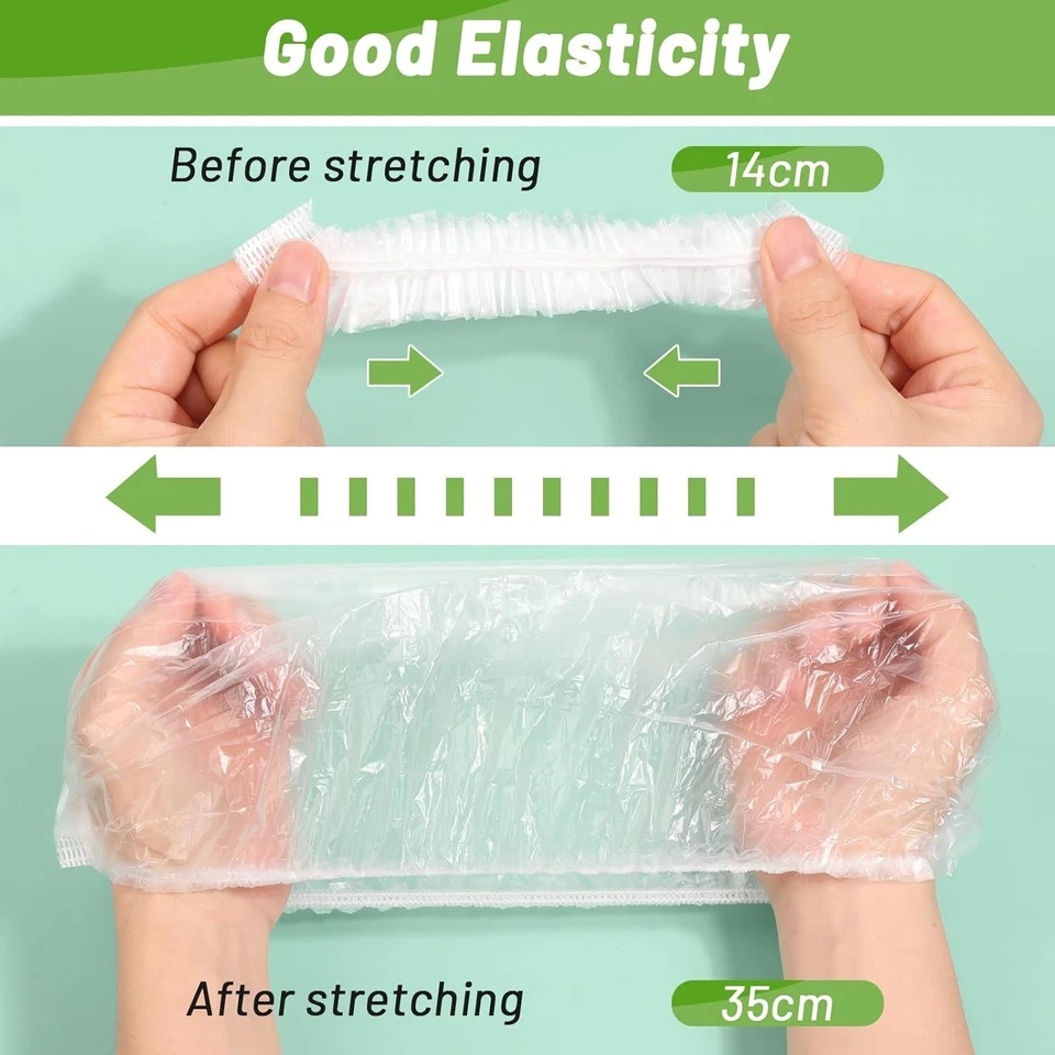 Cubierta de comida desechable de plástico 100 piezas cubiertas elásticas para taza de frutero Foto 2 de 4