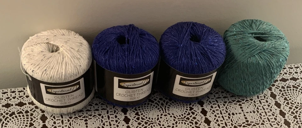 Dept 71 Glisten Cotton Crochet Thread Blue Green White Brand New 142 Yds Size 10 - Image 2 of 4