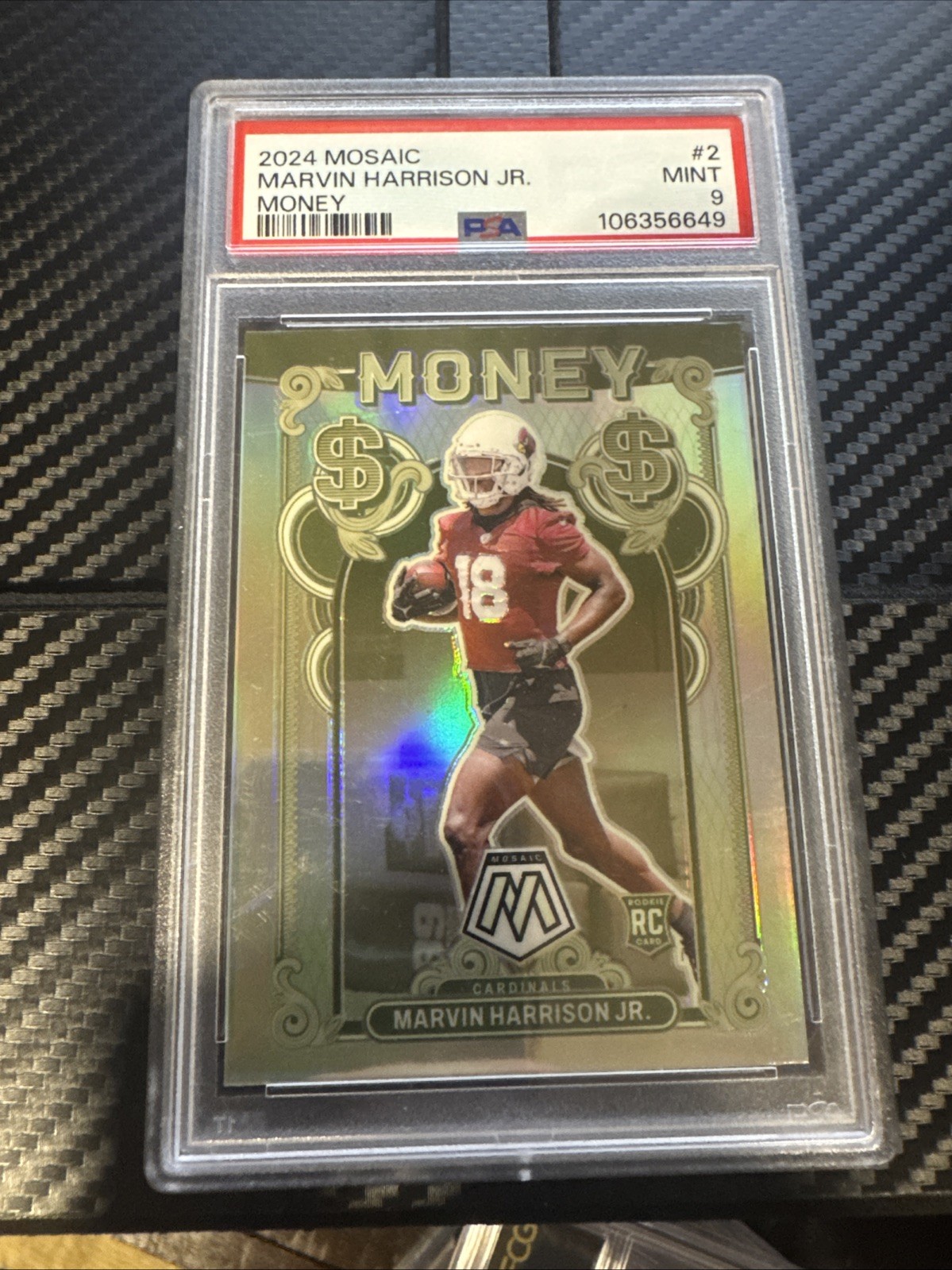 2024 Panini Mosaic Marvin Harrison Jr. RC #2 Money SSP Case Hit PSA MINT 9.