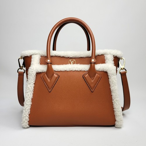 $5050 New LOUIS VUITTON On My Side PM Shearling Suede Brown Monogram Leather - Picture 10 of 16