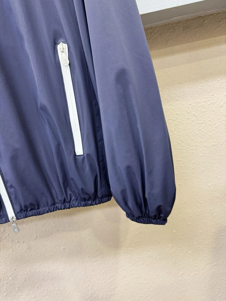 Brunello Cucinelli Men's Thermal-Lined Cotton-Blend Nylon Hooded Zip Jacket Blue - Image 4 of 4