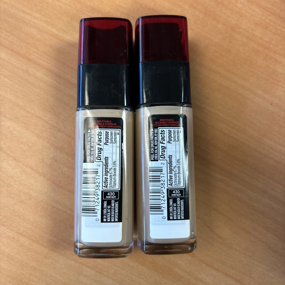 2 L'Oreal INFALLIBLE 32-HR Fresh Wear Foundation w/ Vit C & SPF  #430 IVORY BUFF - Image 2 of 2