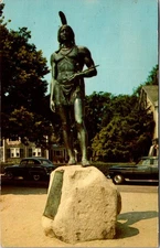 Statue of Massasoit Plymouth Massachusetts 1967 Chrome Postcard
