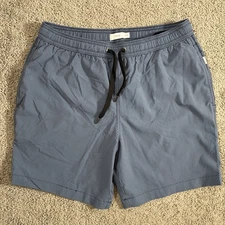 Onia Blue Seersucker Stretch Nylon Men’s Swim Trunks Shorts Lined Size M