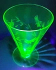 Vintage green Uranium depression glass delicate etched floral design