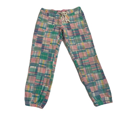 Planet Gold Women’s Patchwork Madras Plaid Pants Jogger Small Y2K Cotton - Picture 2 of 8