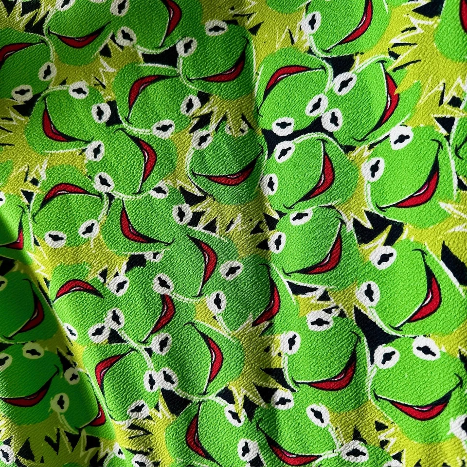 LuLaRoe 裙子女式 2XL 绿色 Kermit Frog 迪士尼布偶图案拉上乐趣 — 第 3/4 张图片