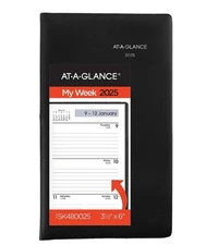AT-A-GLANCE DayMinder 2025 Weekly Planner Black Pocket 3 12 x 6 - Weekly SK48-00