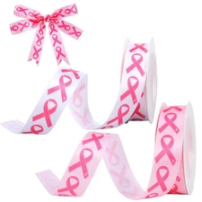 Pink Ribbons For Crafts Breast Cancer Awareness Silk Single Face 3/4 Inch 20 Yds