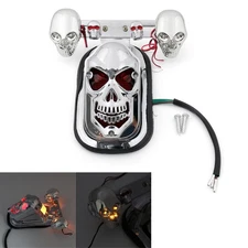 Chrome Motorcycle Skull Turn Signal Rear Brake Stop Tail Light Fits Touring US